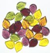 25 18x13mm Transparent Autumn Mix Glass Leaf Beads